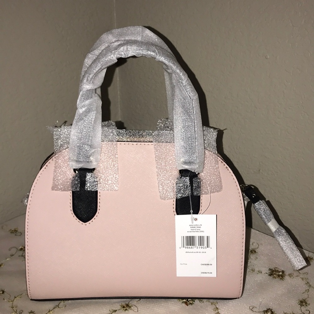 NWT Kate Spade pale pink & black mini satchel - Picture 2 of 8